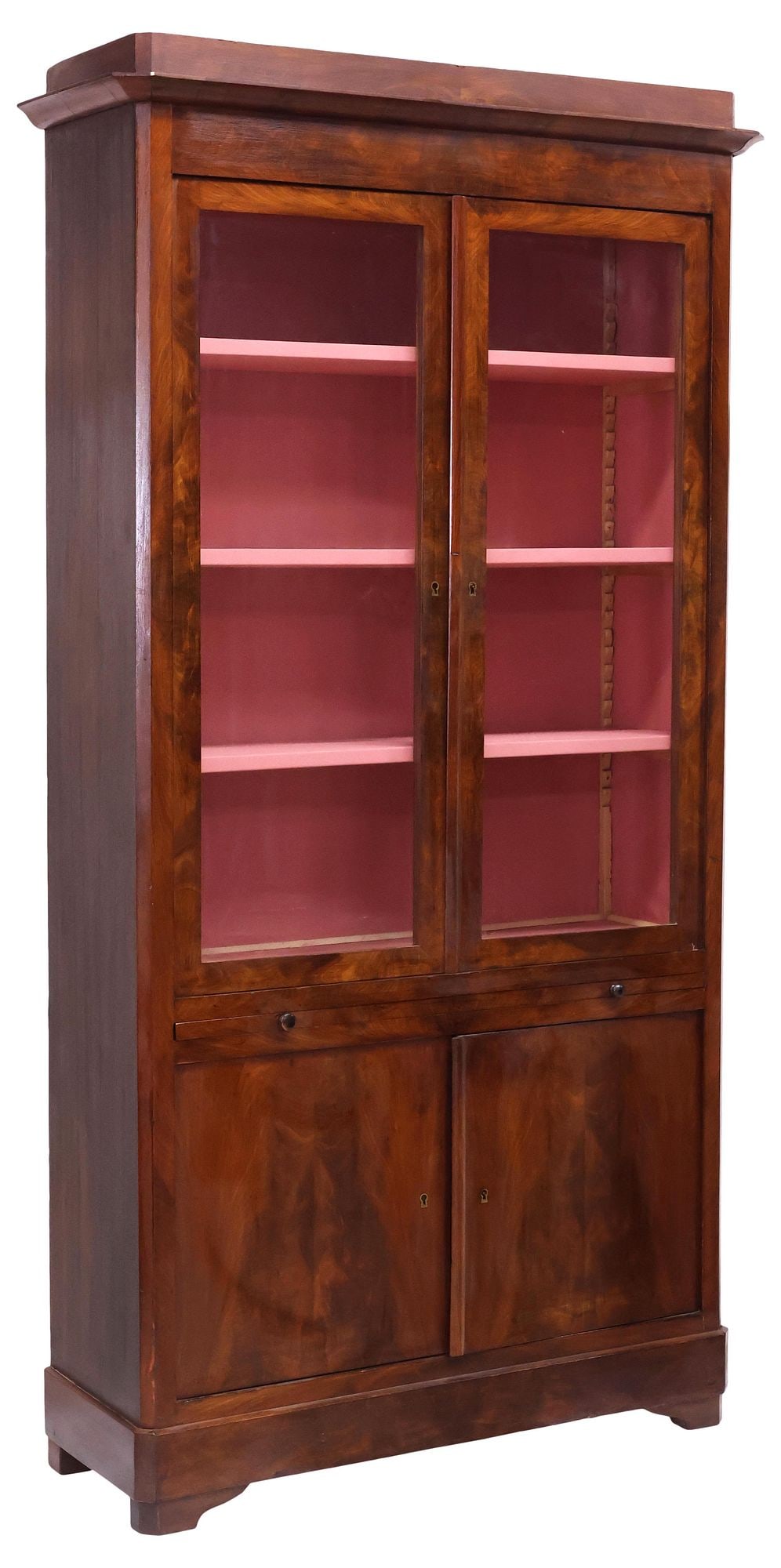 FRENCH LOUIS PHILIPPE PERIOD GLAZED MAHOGANY SECRETARY BOOKCASE (1 of 5)