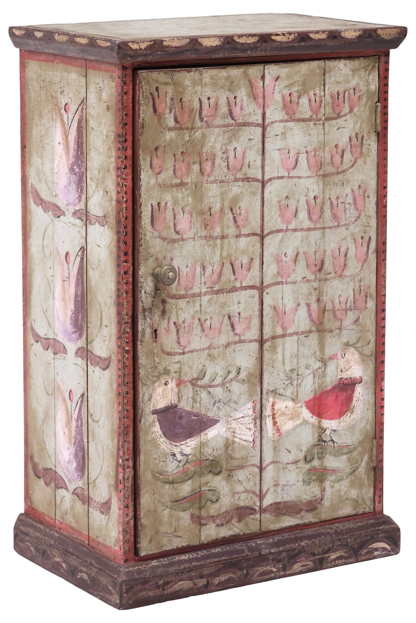 DIMINUTIVE ENGLISH VICTORIAN PAINT-DECORATED CABINET (1 of 5)