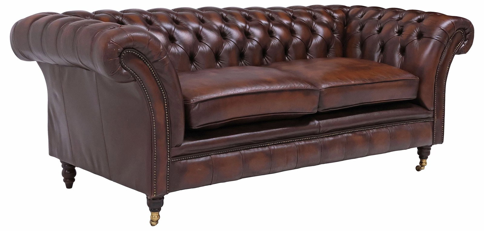 ENGLISH DISTINCTIVE CHESTERFIELDS LEATHER LOVESEAT SOFA **AS IS W/ SMOKE ODOR** (1 of 5)