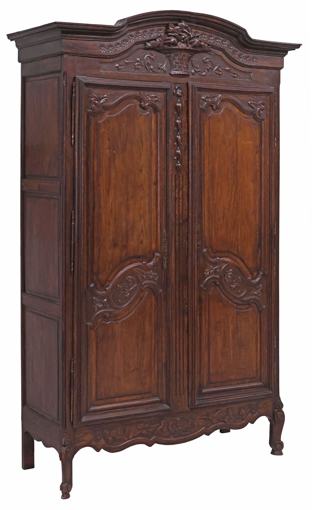 FRENCH PROVINCIAL LOUIS XV STYLE CARVED OAK WEDDING ARMOIRE (1 of 4)