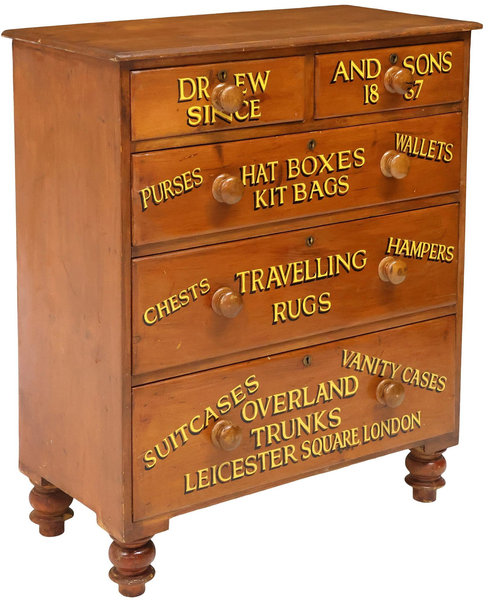 ENGLISH VICTORIAN PAINT-DECORATED PINE CHEST OF DRAWERS (1 of 5)