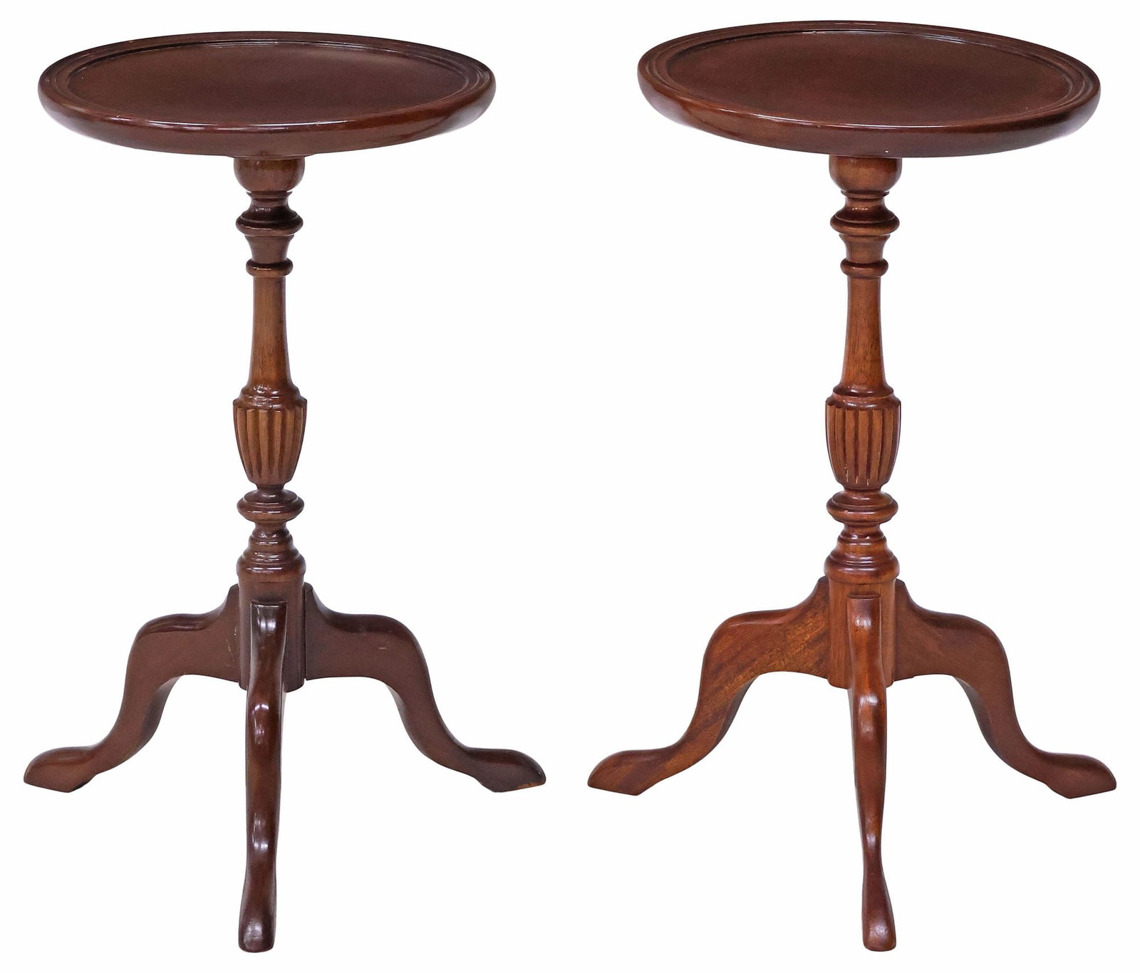 (2) ENGLISH SHERATON STYLE MAHOGANY WINE TASTING TABLES, 20"H (1 of 3)