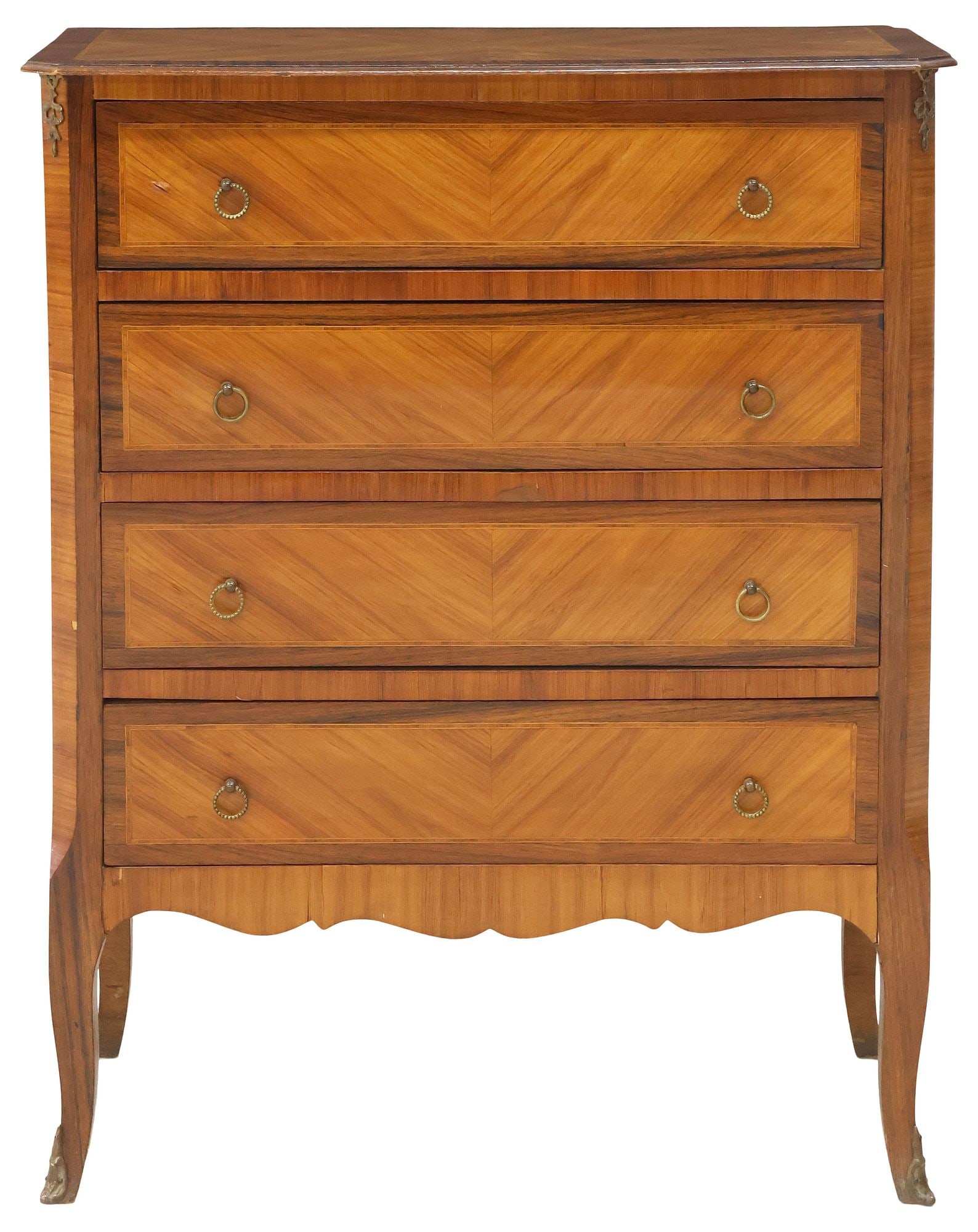 FRENCH TRANSITIONAL STYLE MATCHED-VENEER PETITE COMMODE - 2