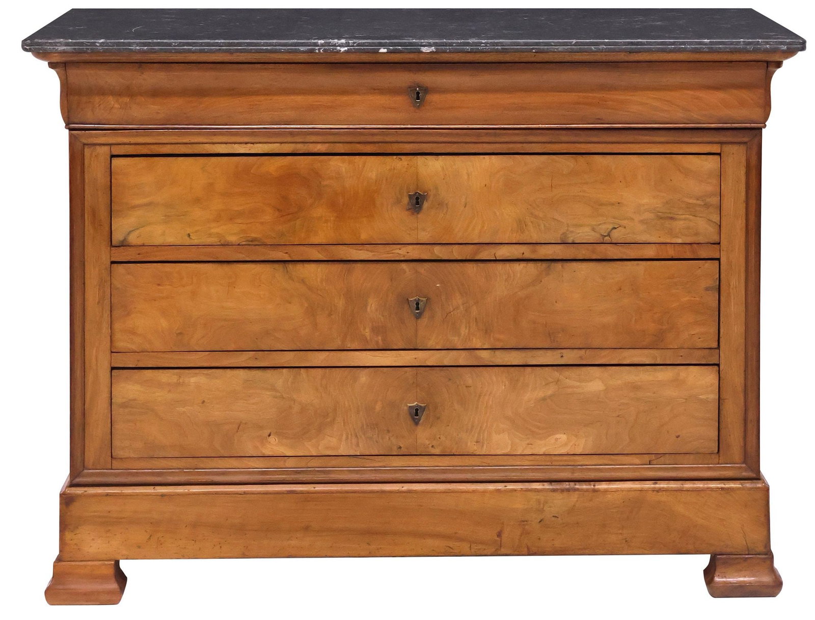 FRENCH LOUIS PHILIPPE PERIOD MARBLE-TOP WALNUT COMMODE - 2