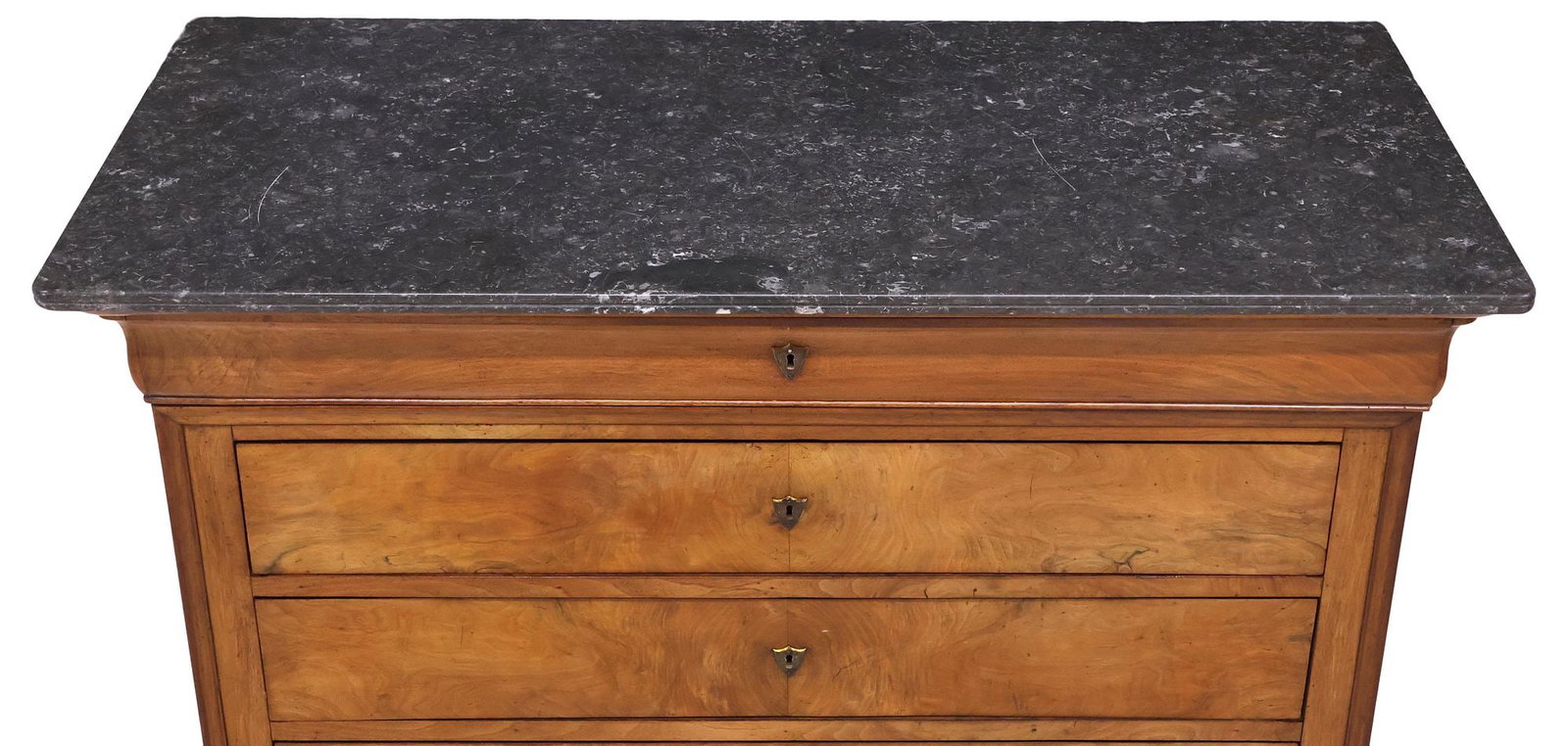 FRENCH LOUIS PHILIPPE PERIOD MARBLE-TOP WALNUT COMMODE - 3