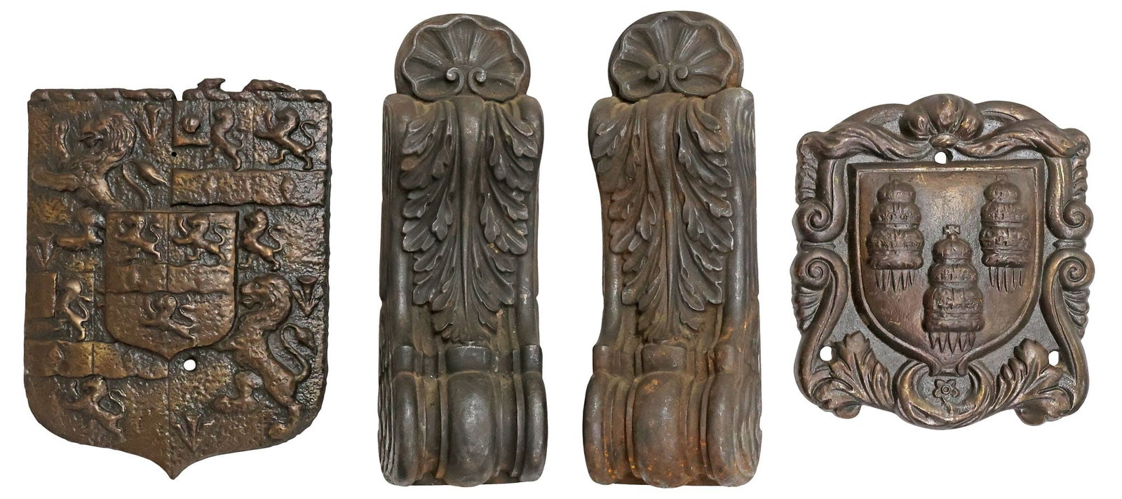 (4) ENGLISH CAST IRON ARCHITECTURAL ELEMENTS, WALL PLAQUES & CORBELS (1 of 5)