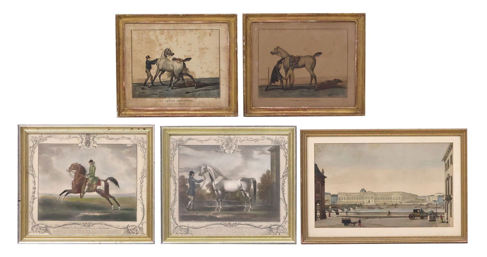 (5) FRAMED HAND-COLORED PRINTS, EQUESTRIAN SCENES & PARIS CITYSCAPE (1 of 10)