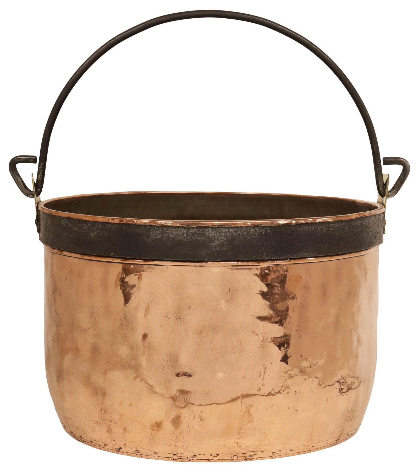 LARGE FRENCH TEXTURED COPPER & IRON POT (1 of 4)