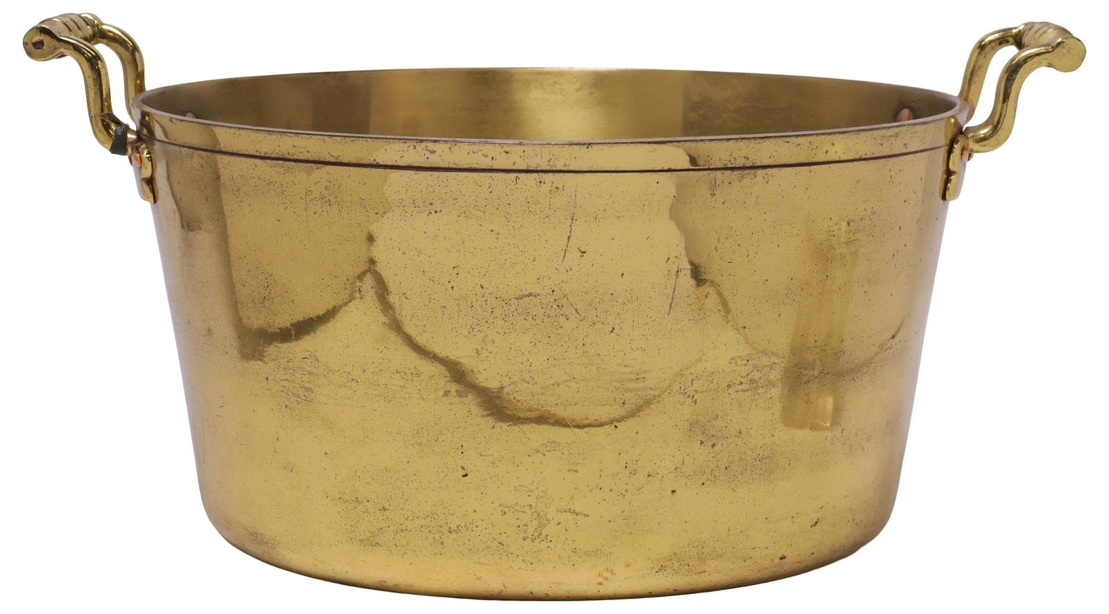 LARGE ENGLISH VICTORIAN DUAL-HANDLED BRASS JAM PAN (1 of 4)