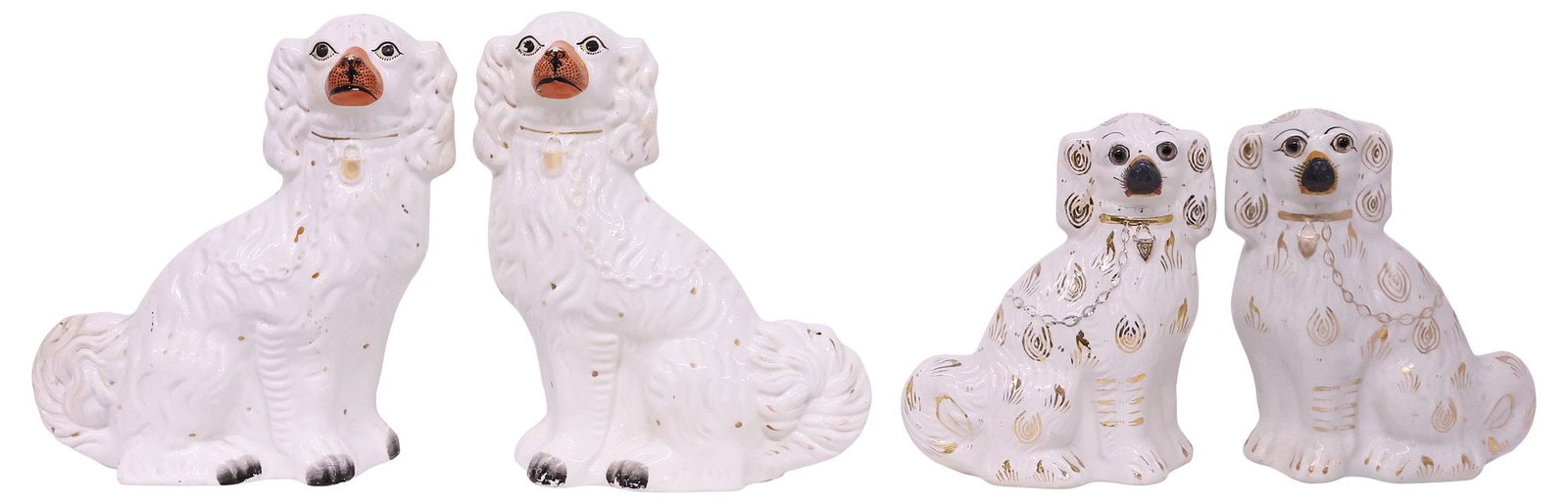 (4) ENGLISH STAFFORDSHIRE MANTEL DOGS, 2 VICTORIAN (1 of 5)