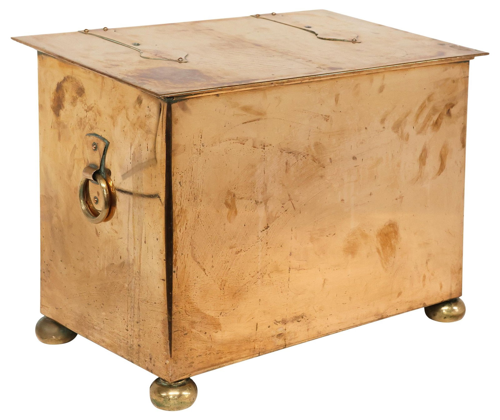 ENGLISH EDWARDIAN COPPER-CLAD METAL COAL BIN (1 of 5)
