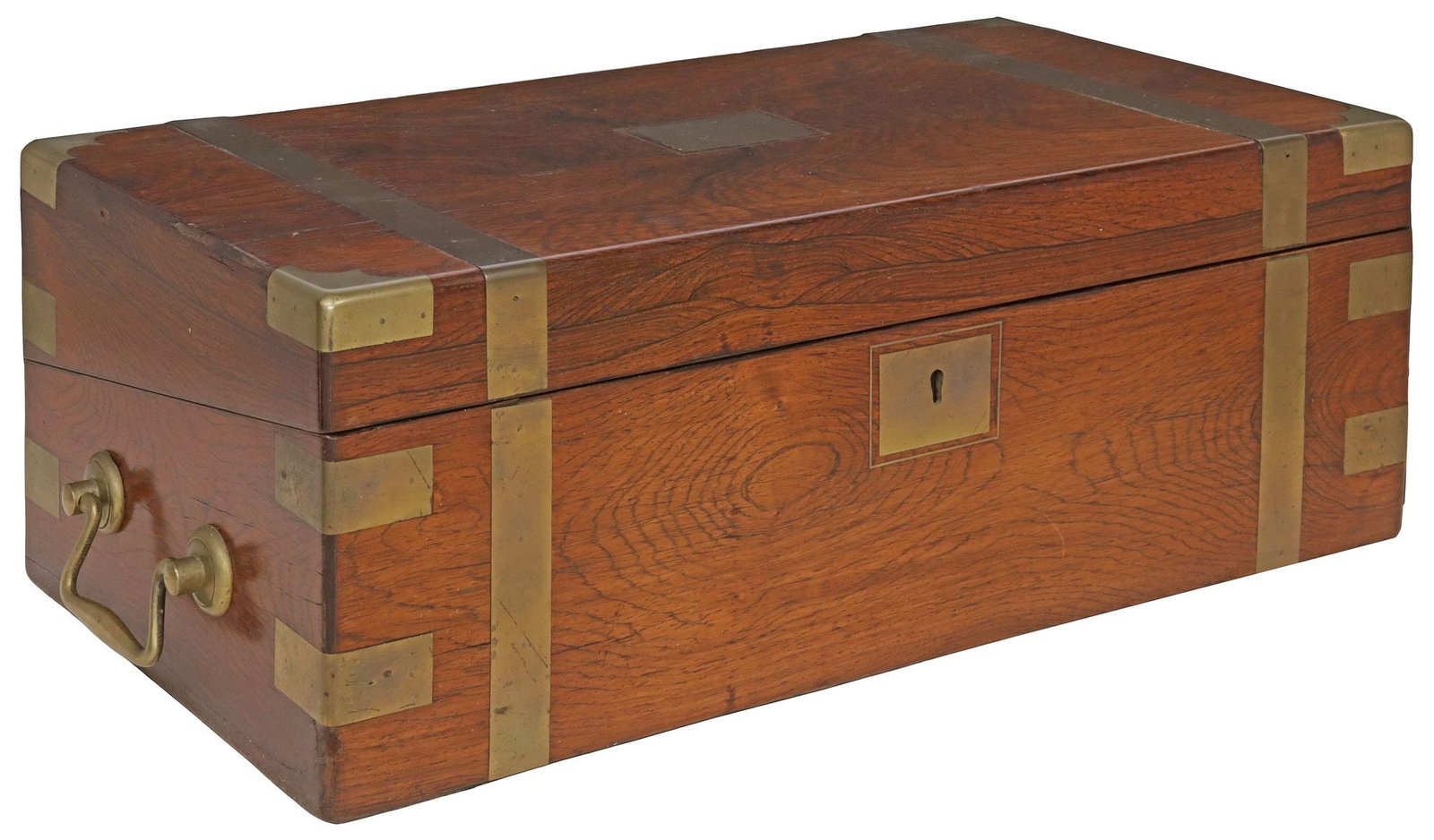 LARGE ENGLISH BRASS-BOUND WRITING SLOPE / TRAVEL DESK (1 of 7)