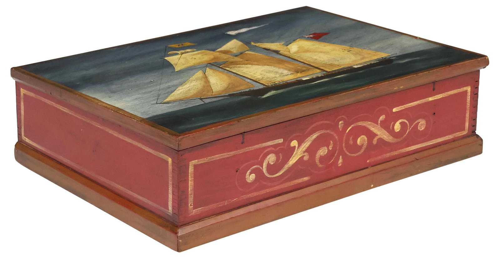 ENGLISH PAINT-DECORATED NAUTICAL THEME STORAGE BOX (1 of 6)