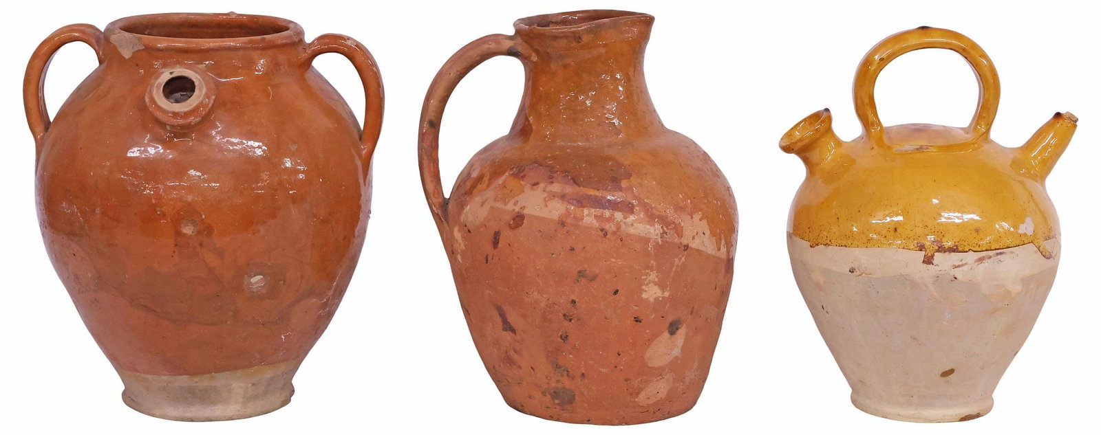 (3) FRENCH PROVINCIAL STONEWARE & OCHRE-GLAZED EARTHENWARE VESSELS (1 of 4)