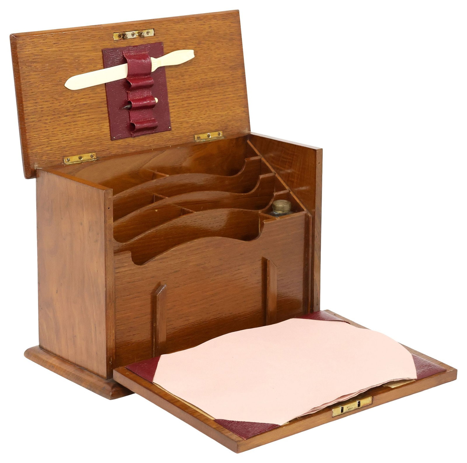 ENGLISH EDWARDIAN FALL-FRONT STATIONARY / CORRESPONDENCE BOX (1 of 7)