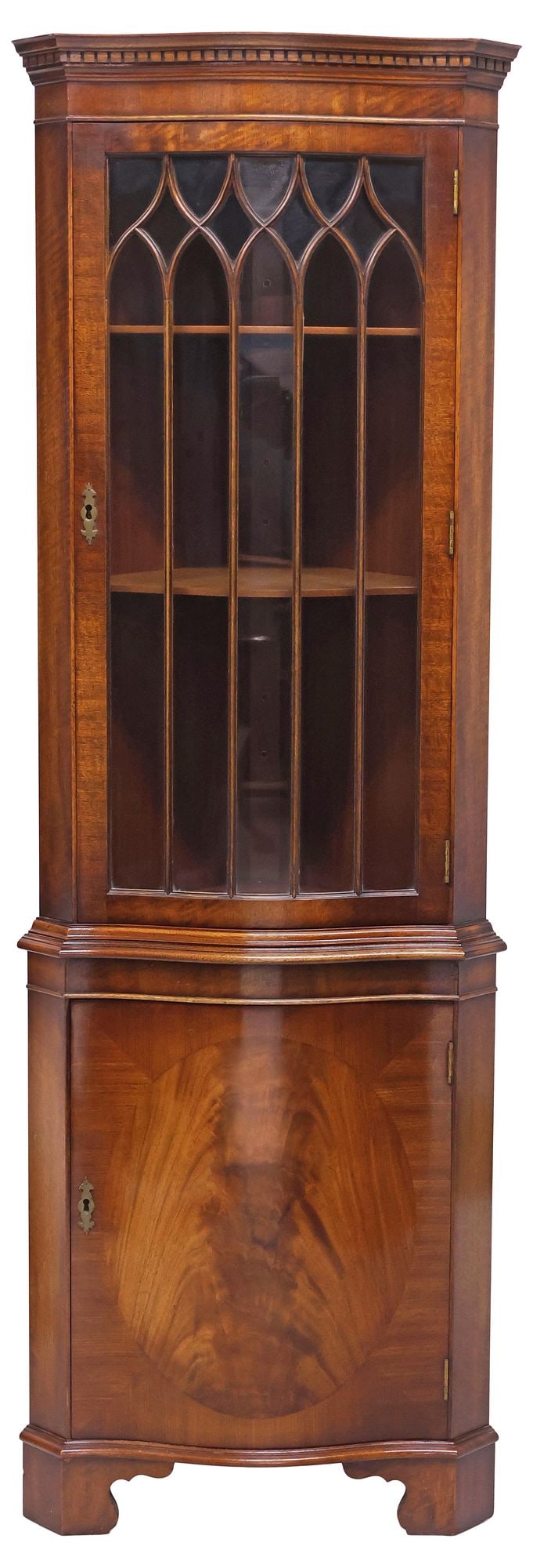 ENGLISH BEVAN-FUNNELL FLAME MAHOGANY CORNER CABINET (1 of 4)