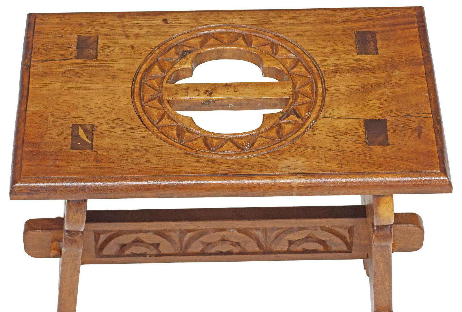 GOTHIC STYLE CARVED TEAK JOINT STOOL - 3