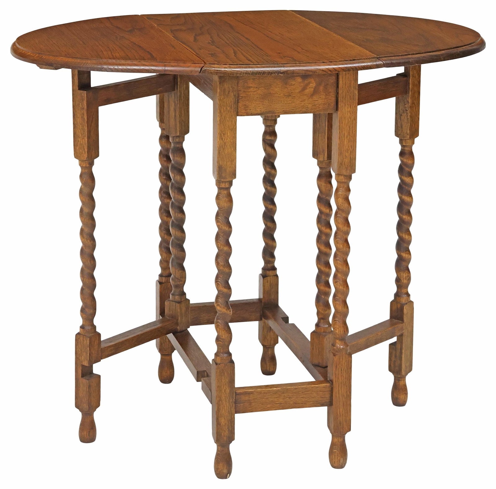 ENGLISH OAK BARLEY TWIST DROP-LEAF SIDE TABLE (1 of 5)