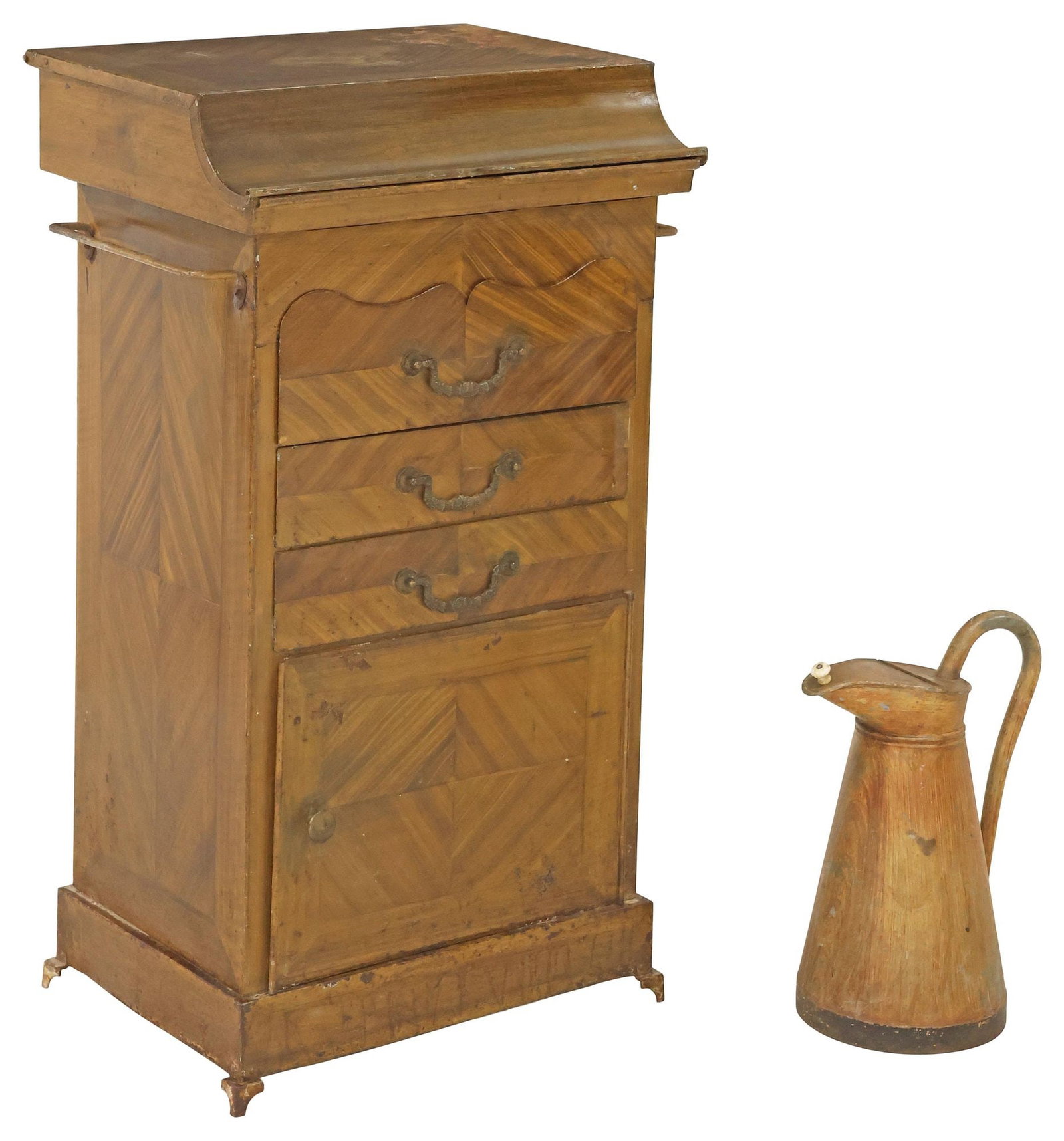 (2) FRENCH GRAIN-PAINTED TIN WASH STAND & PITCHER (1 of 7)