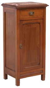 ITALIAN STILE LIBERTY MARBLE-TOP MAHOGANY BEDSIDE CABINET