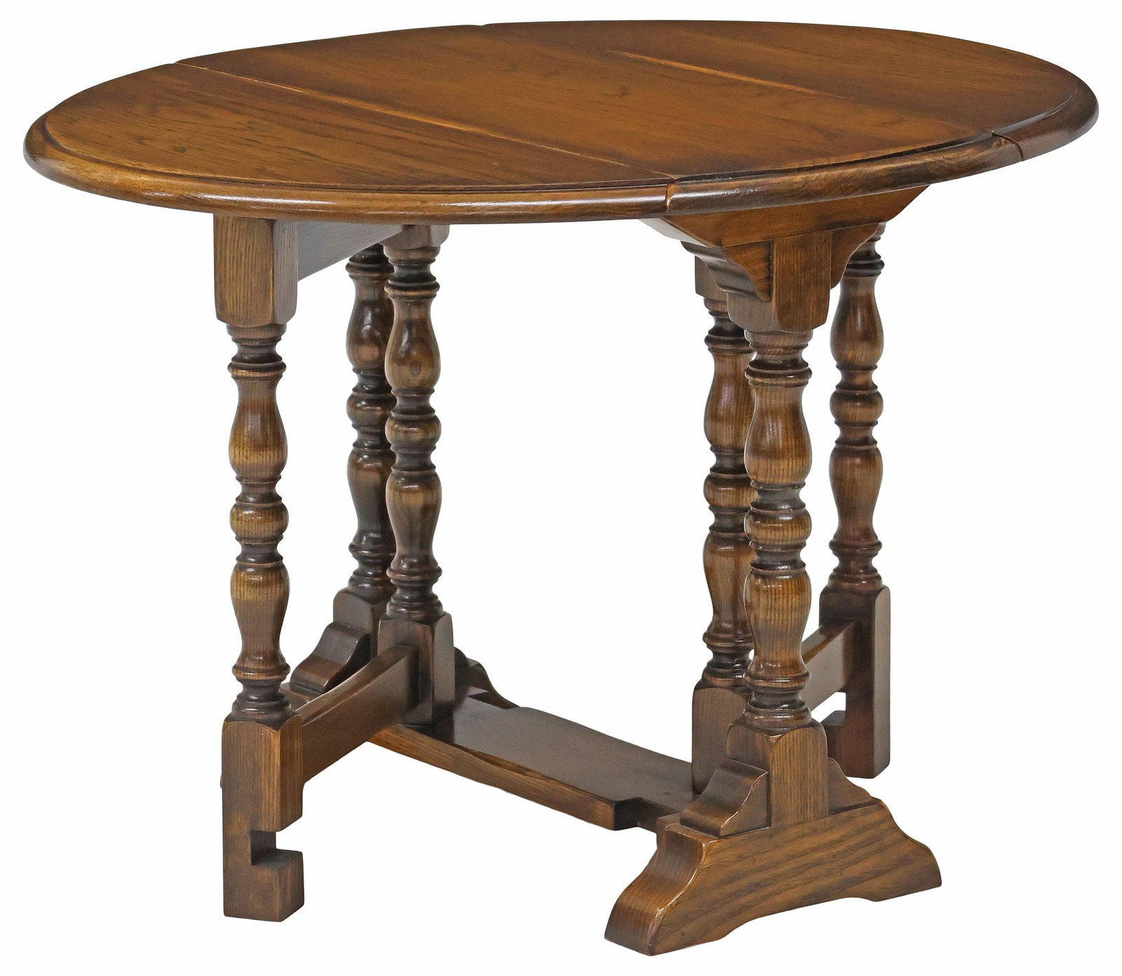 SMALL ENGLISH CARVED OAK DROP-LEAF OVAL GATELEG TABLE (1 of 6)
