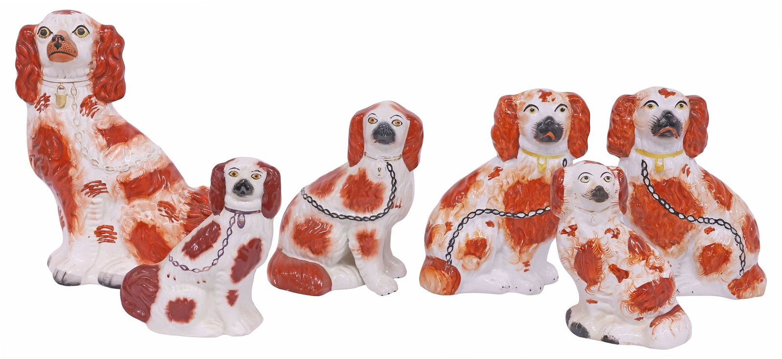 (6) ENGLISH VICTORIAN STAFFORDSHIRE MANTEL DOGS (1 of 3)