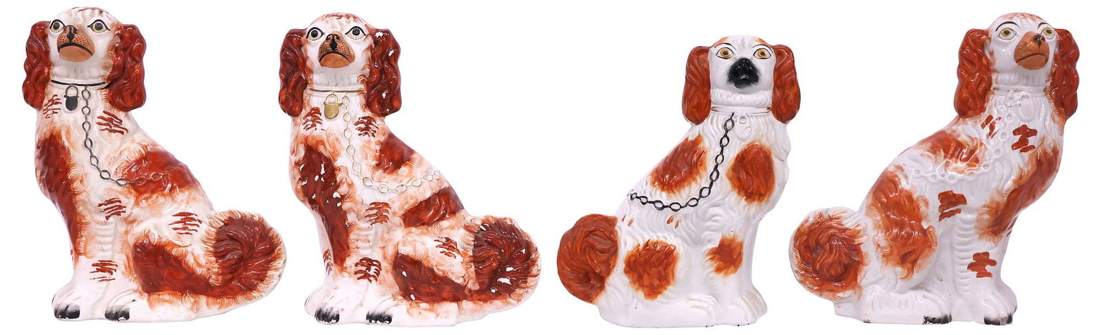 (4) ENGLISH VICTORIAN STAFFORDSHIRE MANTEL DOGS (1 of 4)