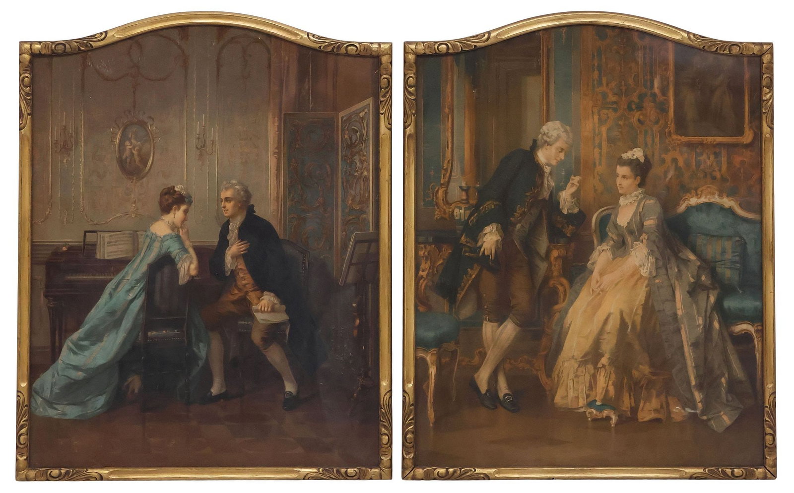 (2) AFTER OTTO ERDMANN (GERMAN, D.1905) PRINTS, ROCOCO COURTSHIP SCENES (1 of 4)