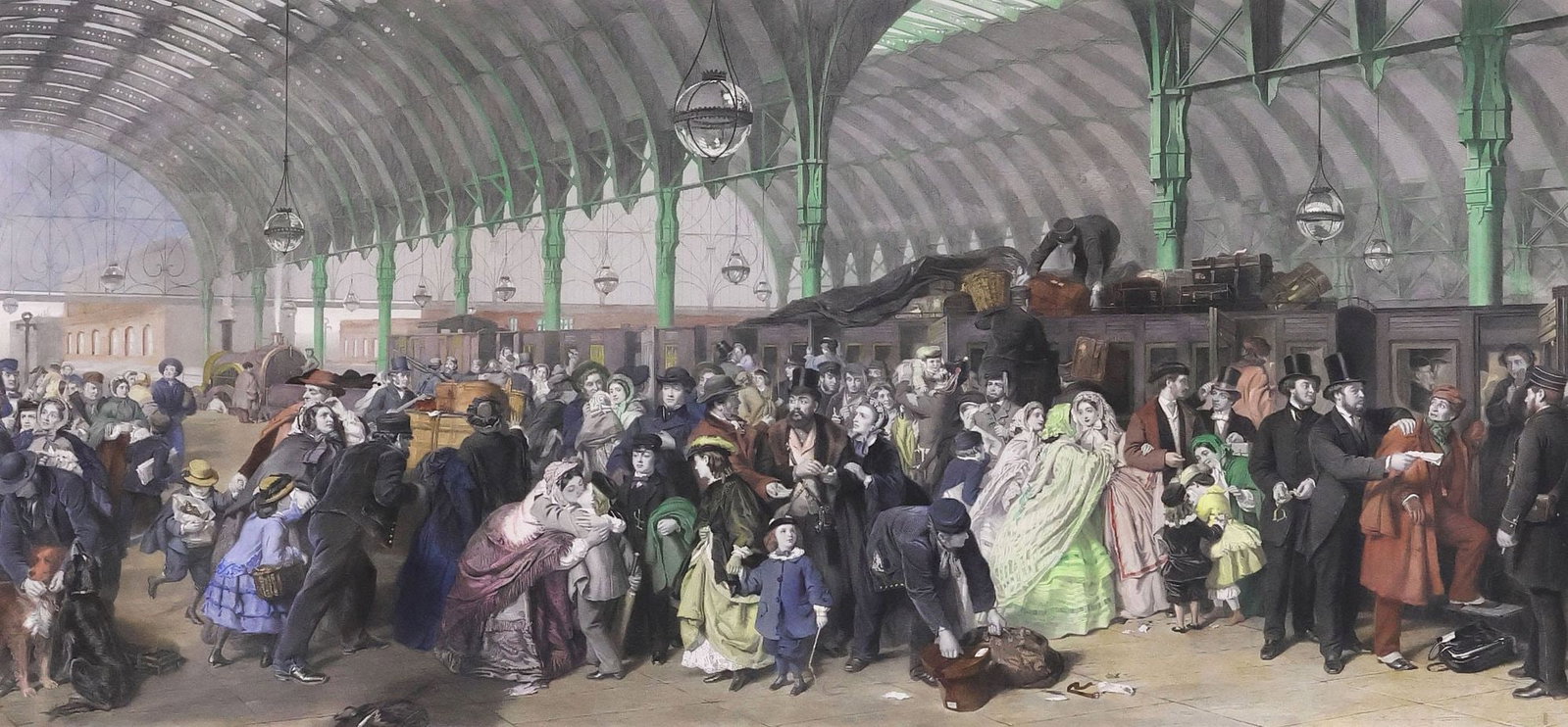 LARGE TINTED ENGRAVING AFTER WILLIAM FRITH (ENGLISH, D.1909), 'THE RAILWAY STATION' (1 of 5)