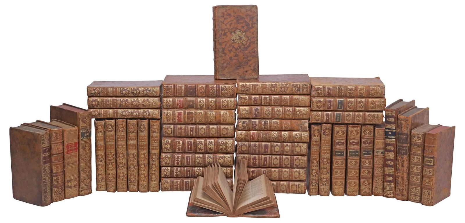 (45) FRENCH TAN LEATHER-BOUND LIBRARY BOOKS, GREEK & ROMAN HISTORY (1 of 4)