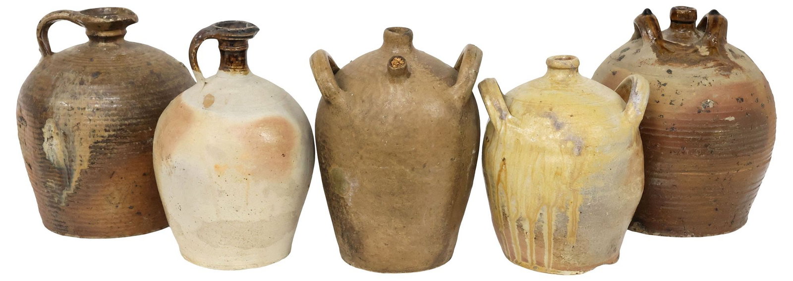 (5) FRENCH PROVINCIAL STONEWARE VESSELS, OIL JUGS & PITCHERS (1 of 4)