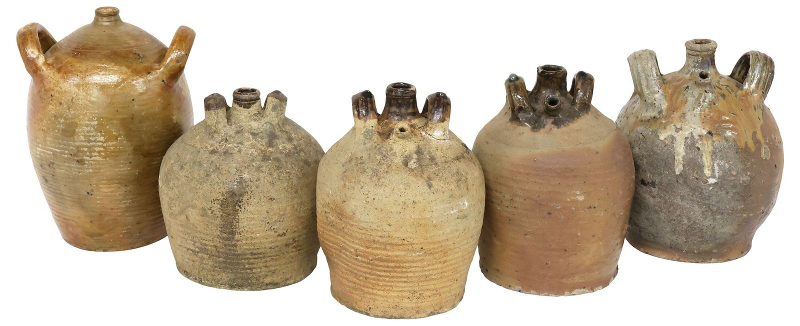(5) FRENCH PROVINCIAL STONEWARE OIL JUGS (1 of 4)