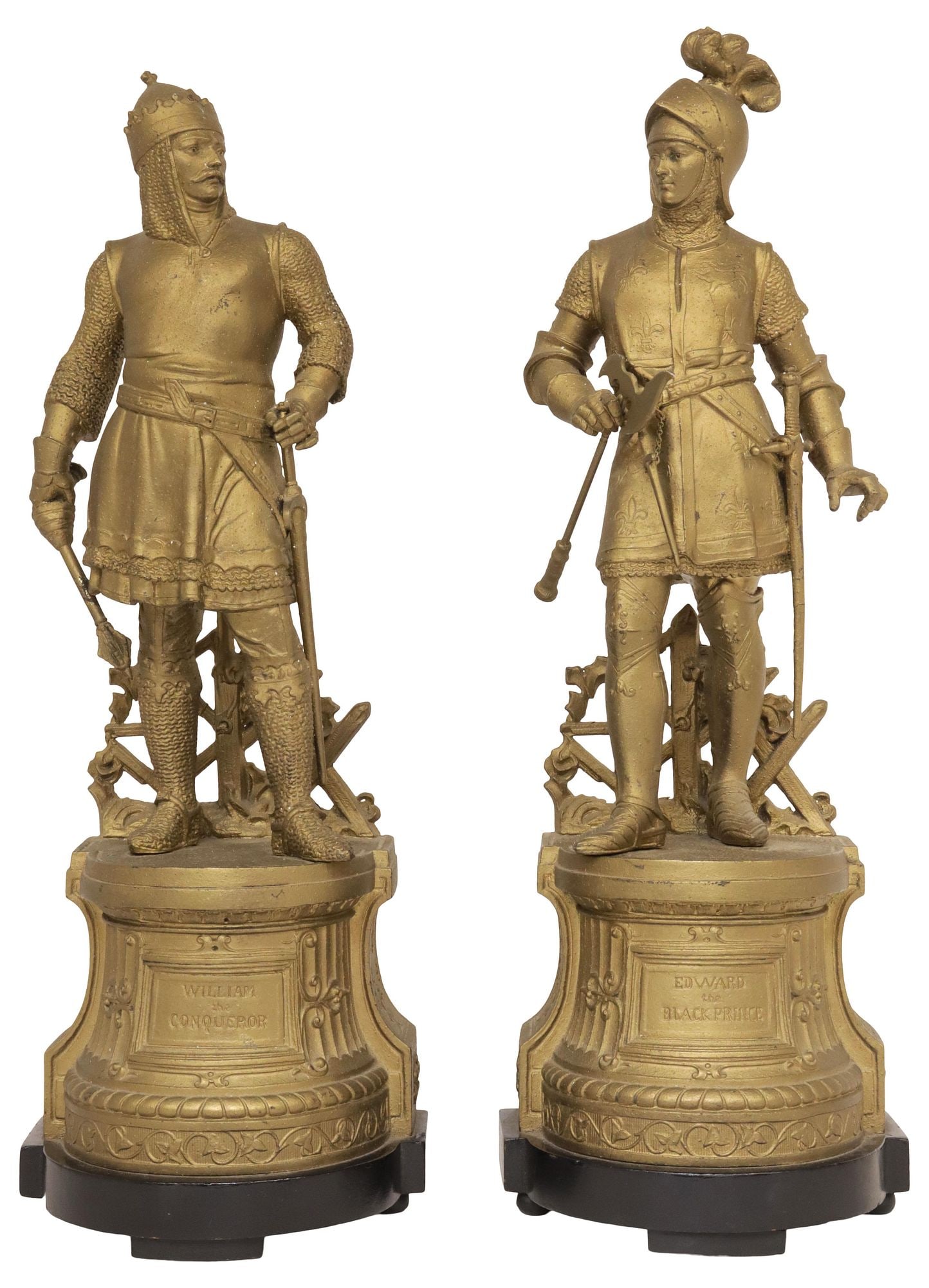 (2) ENGLISH GILT SPELTER FIGURES, WILLIAM THE CONQUEROR & EDWARD THE BLACK PRINCE (1 of 7)