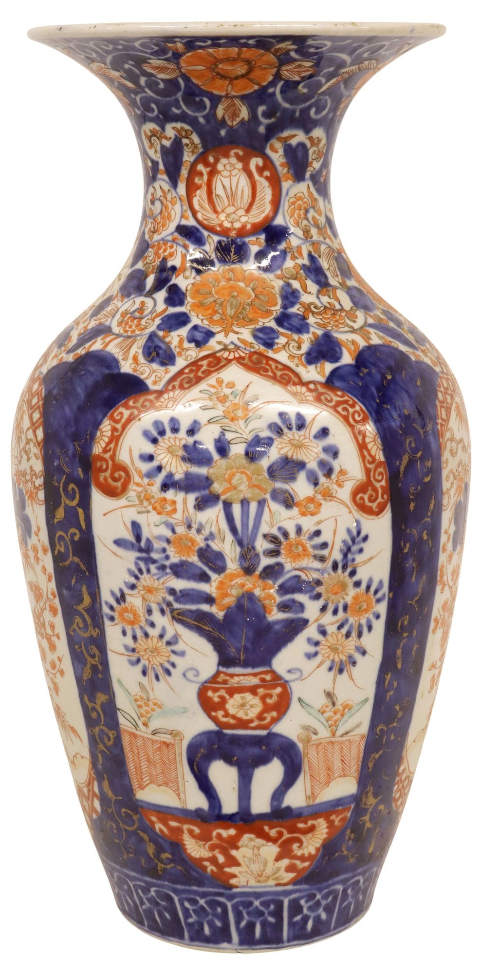 JAPANESE IMARI PALETTE PORCELAIN BALUSTER VASE (1 of 3)