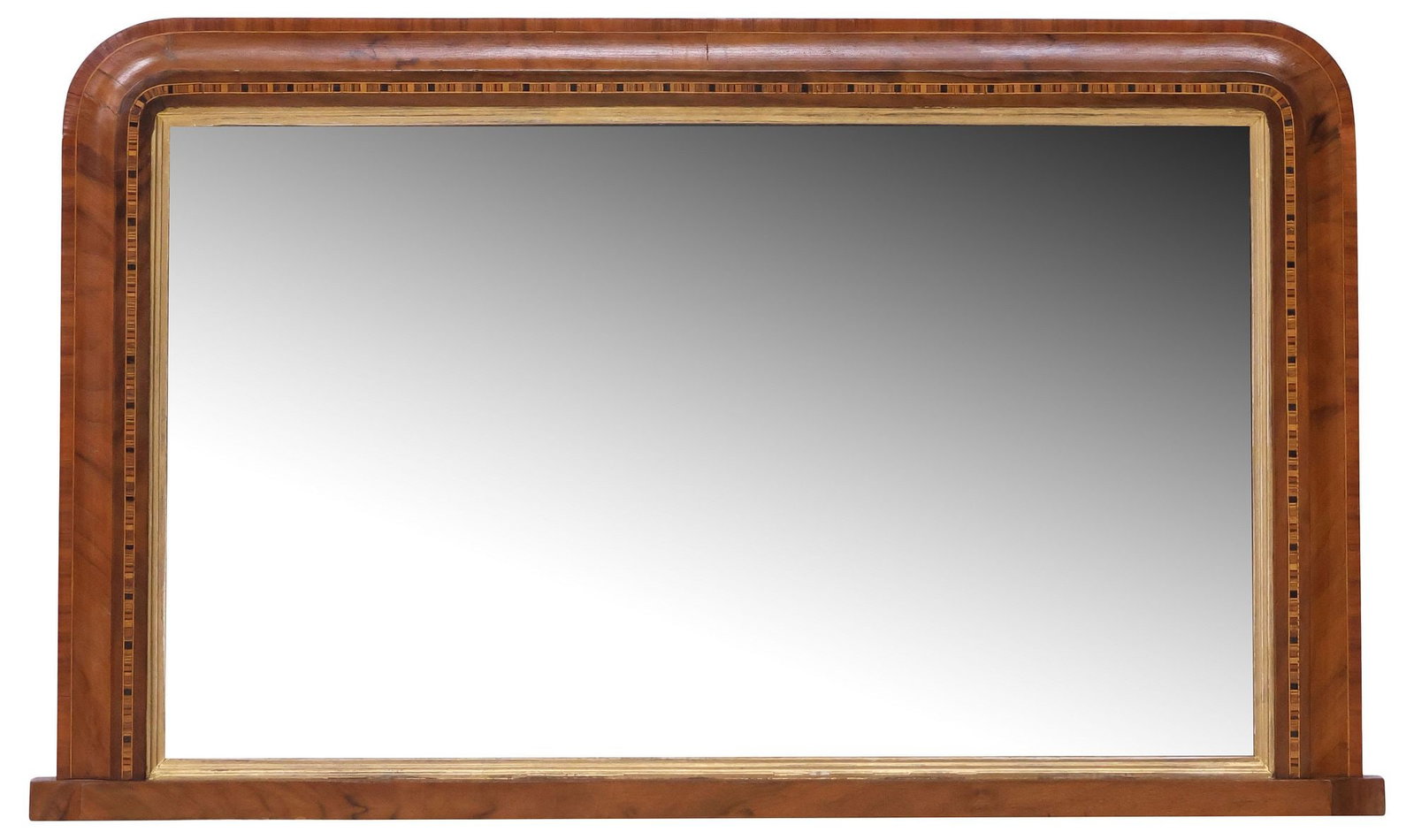ENGLISH VICTORIAN INLAID WALNUT OVERMANTEL MIRROR (1 of 3)