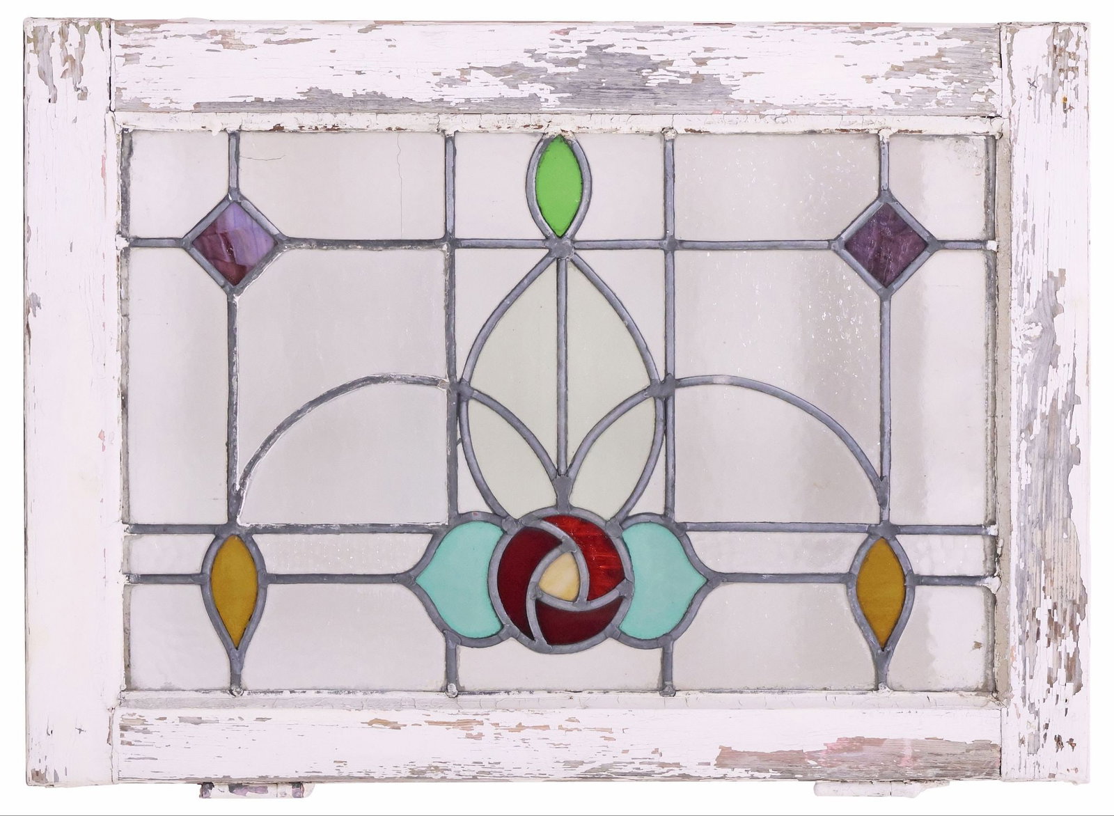 ENGLISH STAINED & LEADED GLASS ARCHITECTURAL WINDOW (1 of 2)
