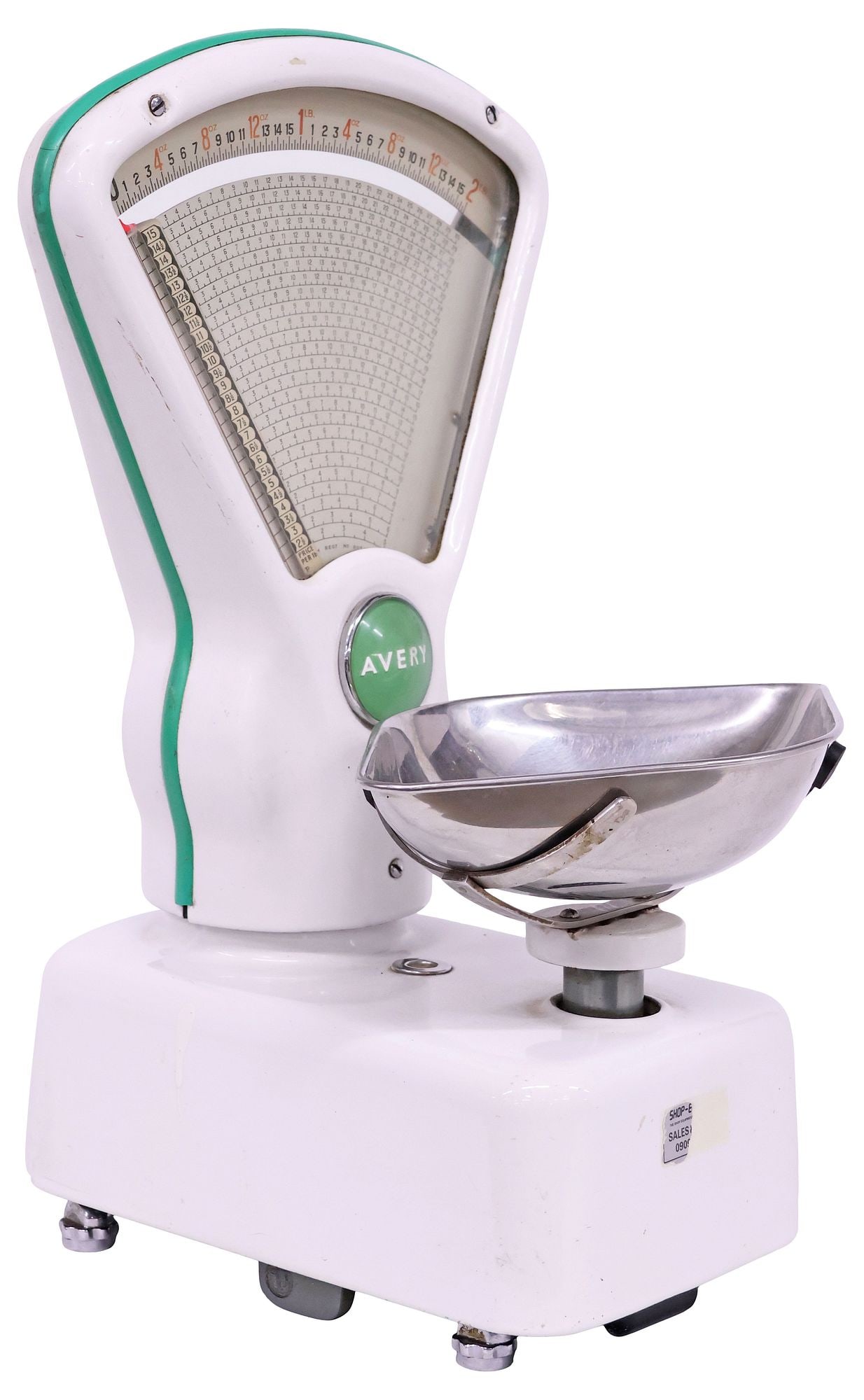 LARGE ENGLISH AVERY ENAMELED SHOP COUNTER SCALE (1 of 6)