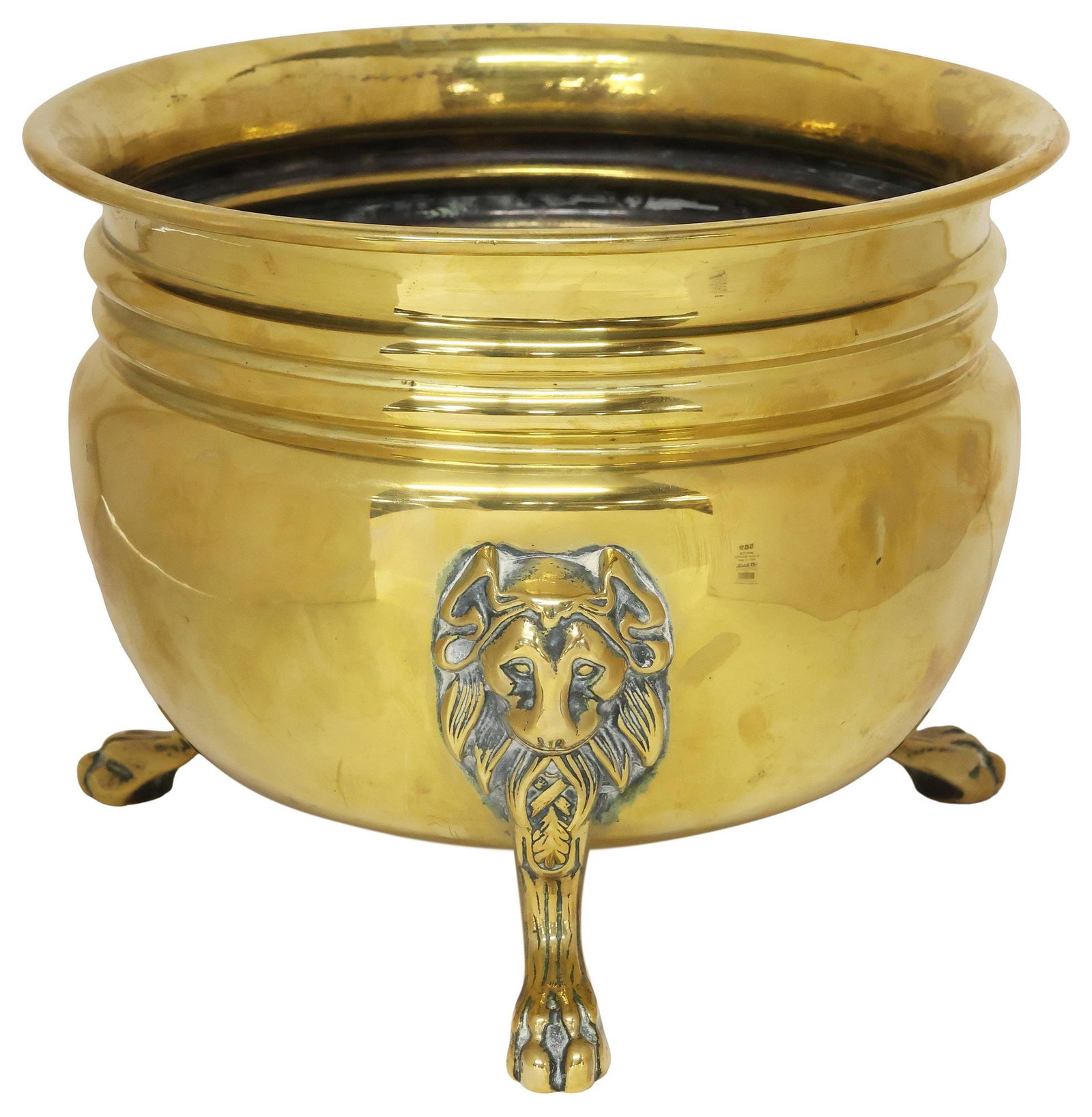 ENGLISH EDWARDIAN BRASS JARDINIERE / PLANTER ON PAW FEET (1 of 5)