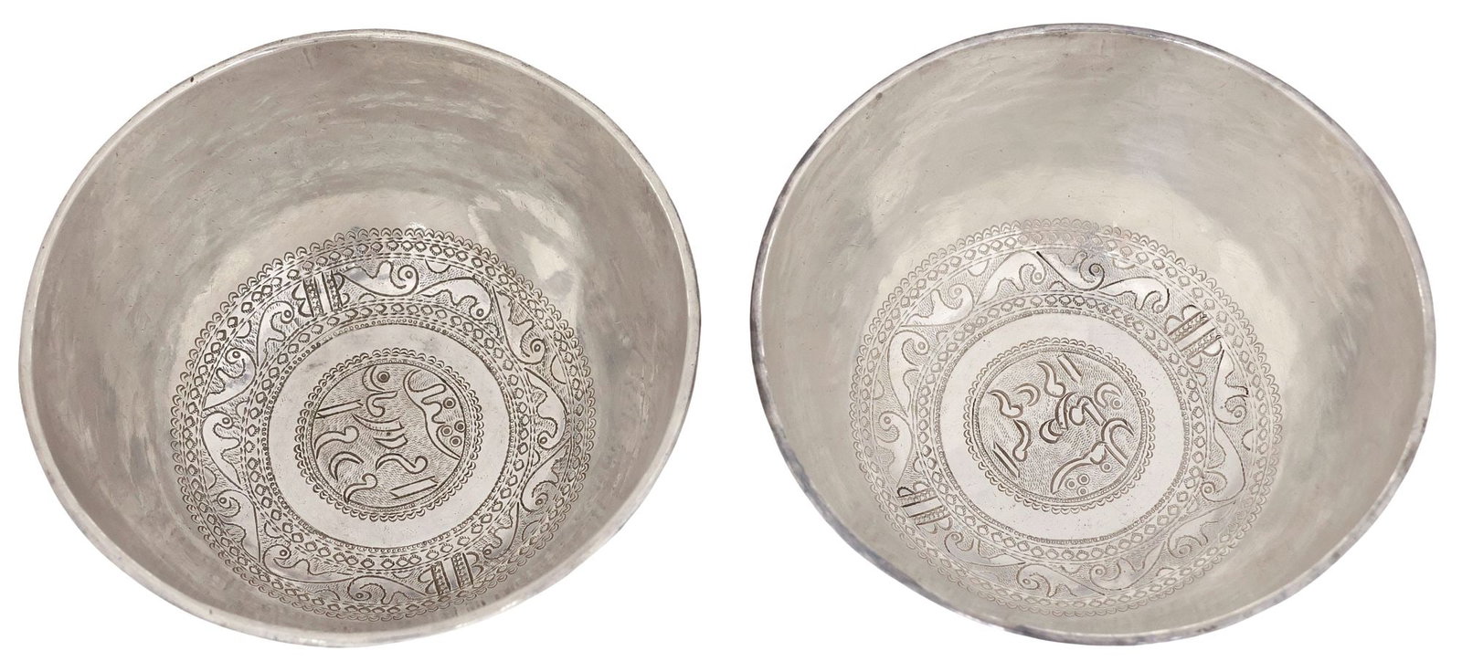 (2) OMDURMAN SUDANESE SILVER ISLAMIC SHIFA HEALING BOWLS (1 of 6)