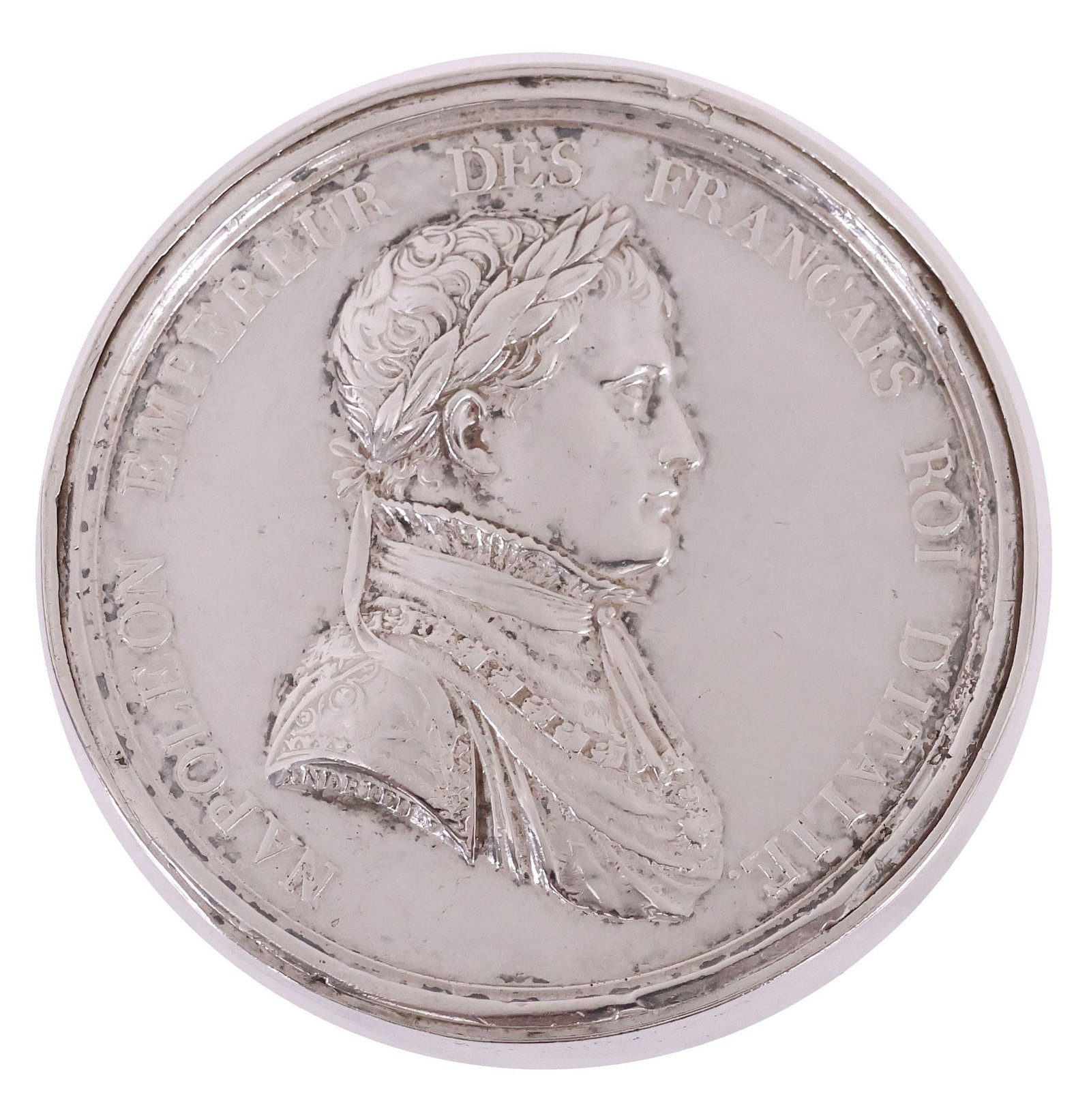 AFTER BERTRAND ANDRIEU (D.1822) SILVERPLATE & STERLING NAPOLEON MEDAL SNUFF BOX (1 of 5)