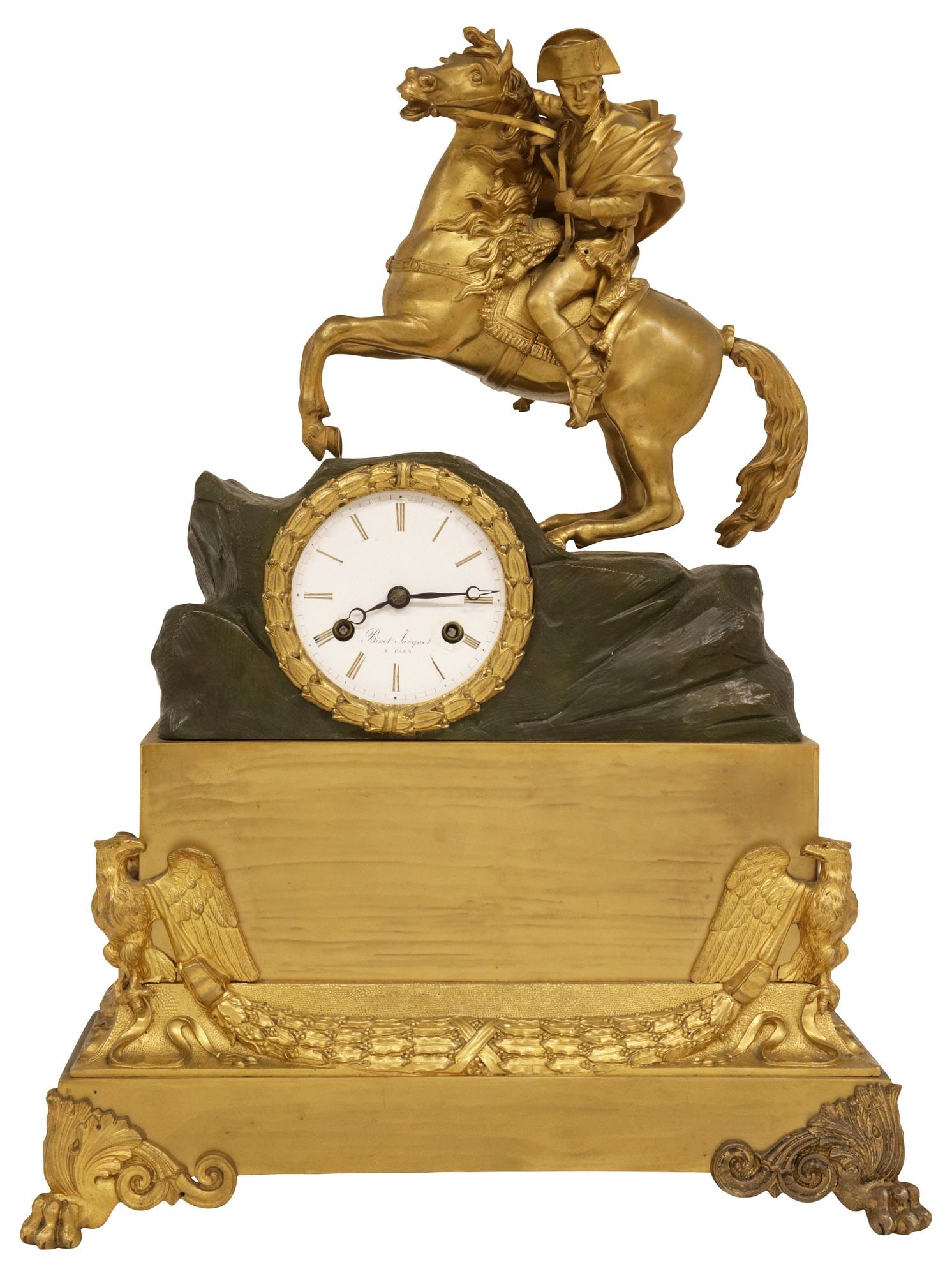 FRENCH EMPIRE GILT-METAL FIGURAL NAPOLEON BONAPARTE MANTEL CLOCK (1 of 8)