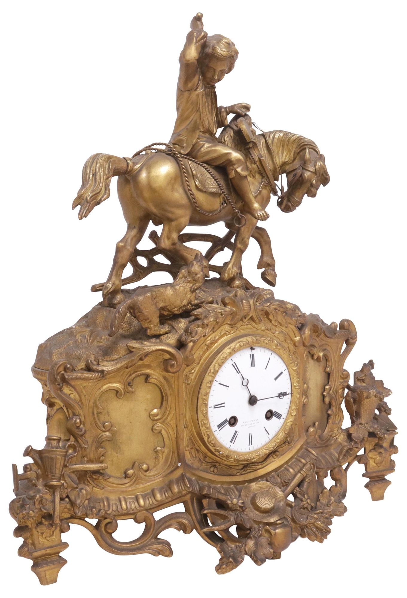 FRENCH LOUIS XVI STYLE FIGURAL GILT-METAL MANTEL CLOCK (1 of 8)