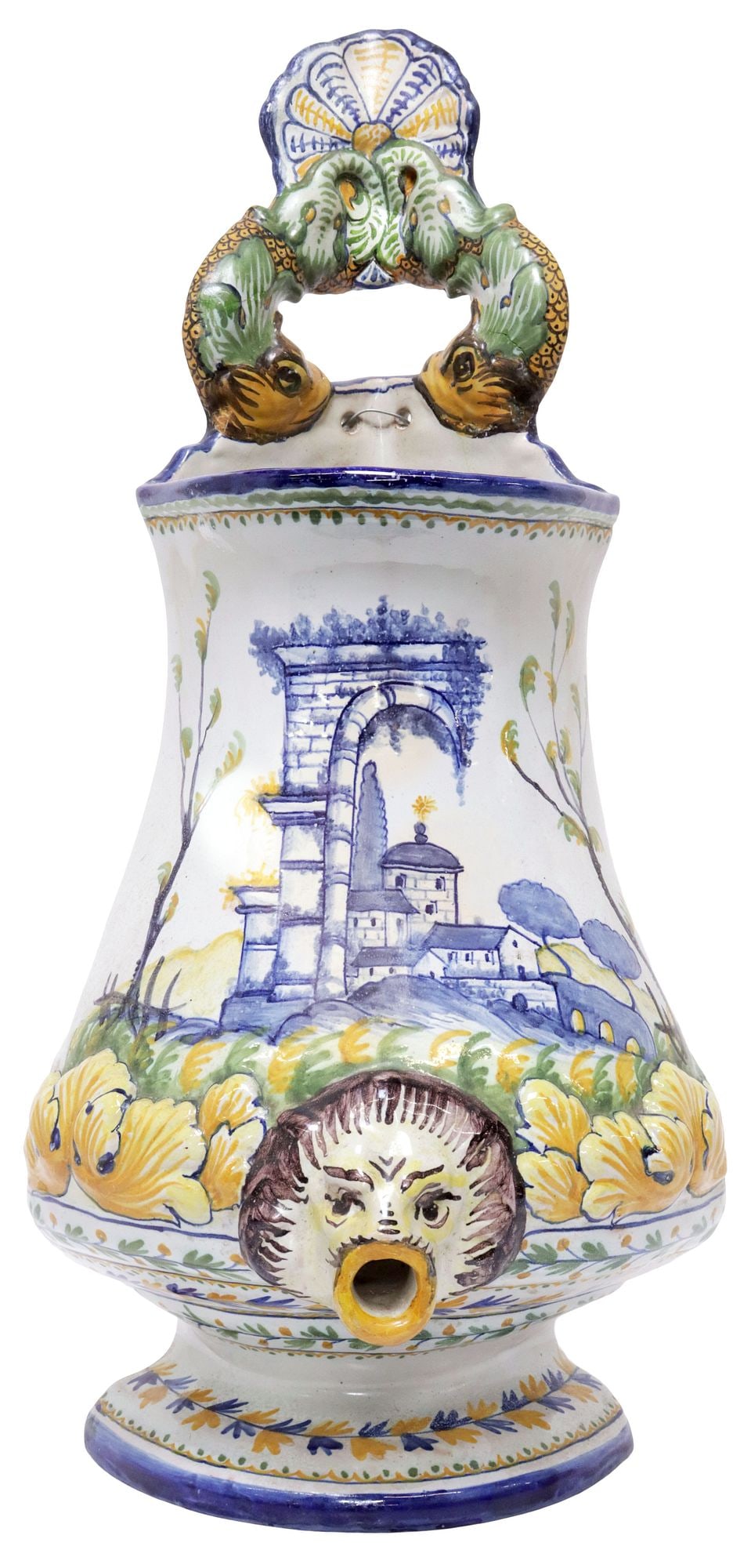 ANTOINE MONTAGNON FRENCH POLYCHROME FAIENCE WALL POCKET (1 of 9)