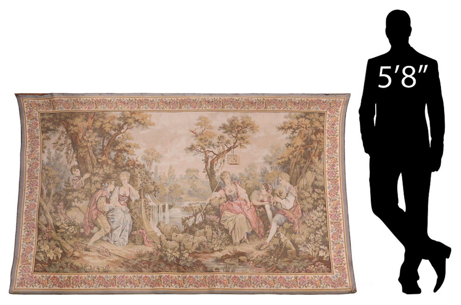 FRENCH JP PANNEAUX GOBELINS ROCOCO STYLE MACHINE-WOVEN TAPESTRY (1 of 5)