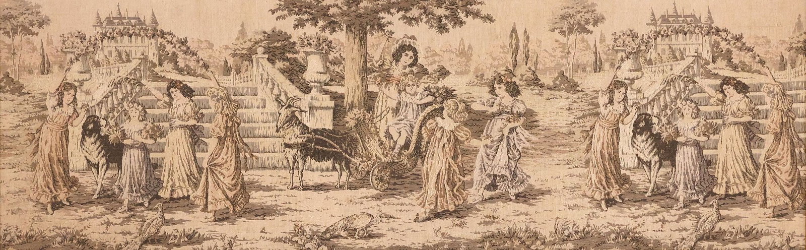 FRAMED FRENCH-STYLE MACHINE WOVEN TAPESTRY, ROCOCO SCENE (1 of 3)