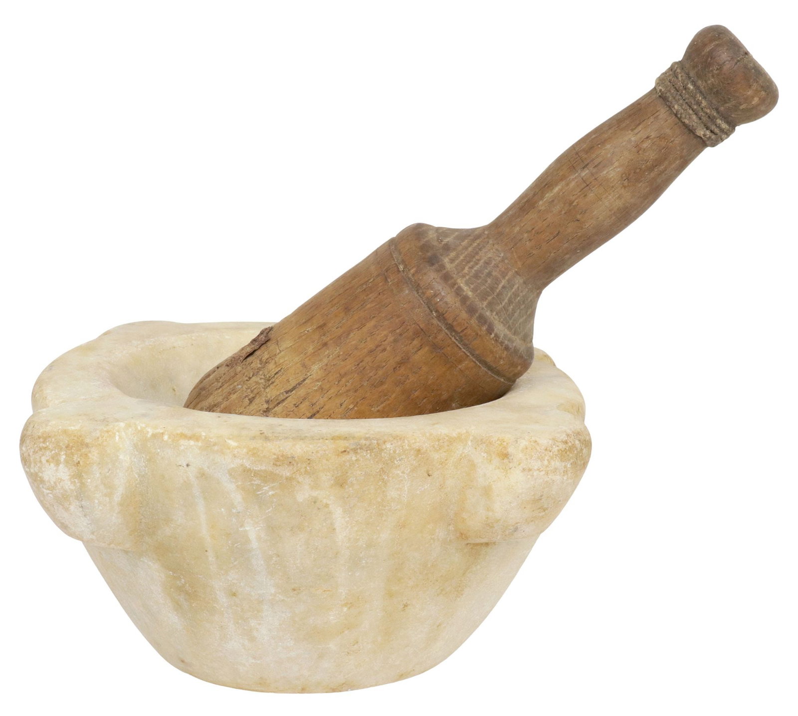 CARVED MARBLE MORTAR & TURNED WOOD PESTLE (1 of 4)
