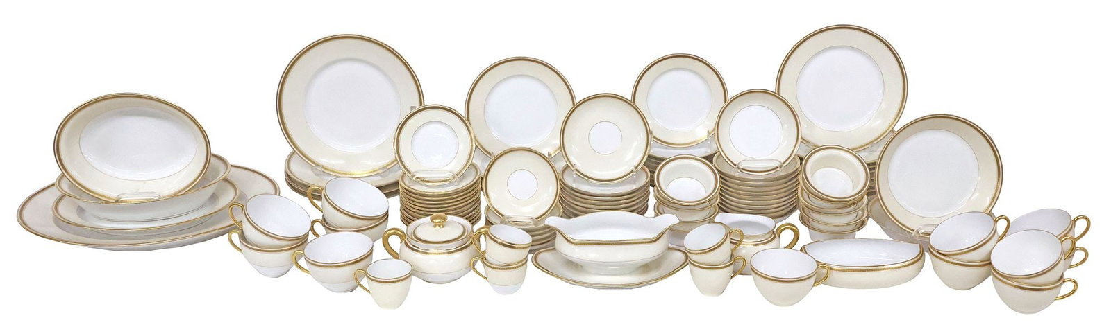 (103) L. BERNARDAUD & CO. LIMOGES PARCEL-GILT PORCELAIN PARTIAL DINNER SERVICE (1 of 12)