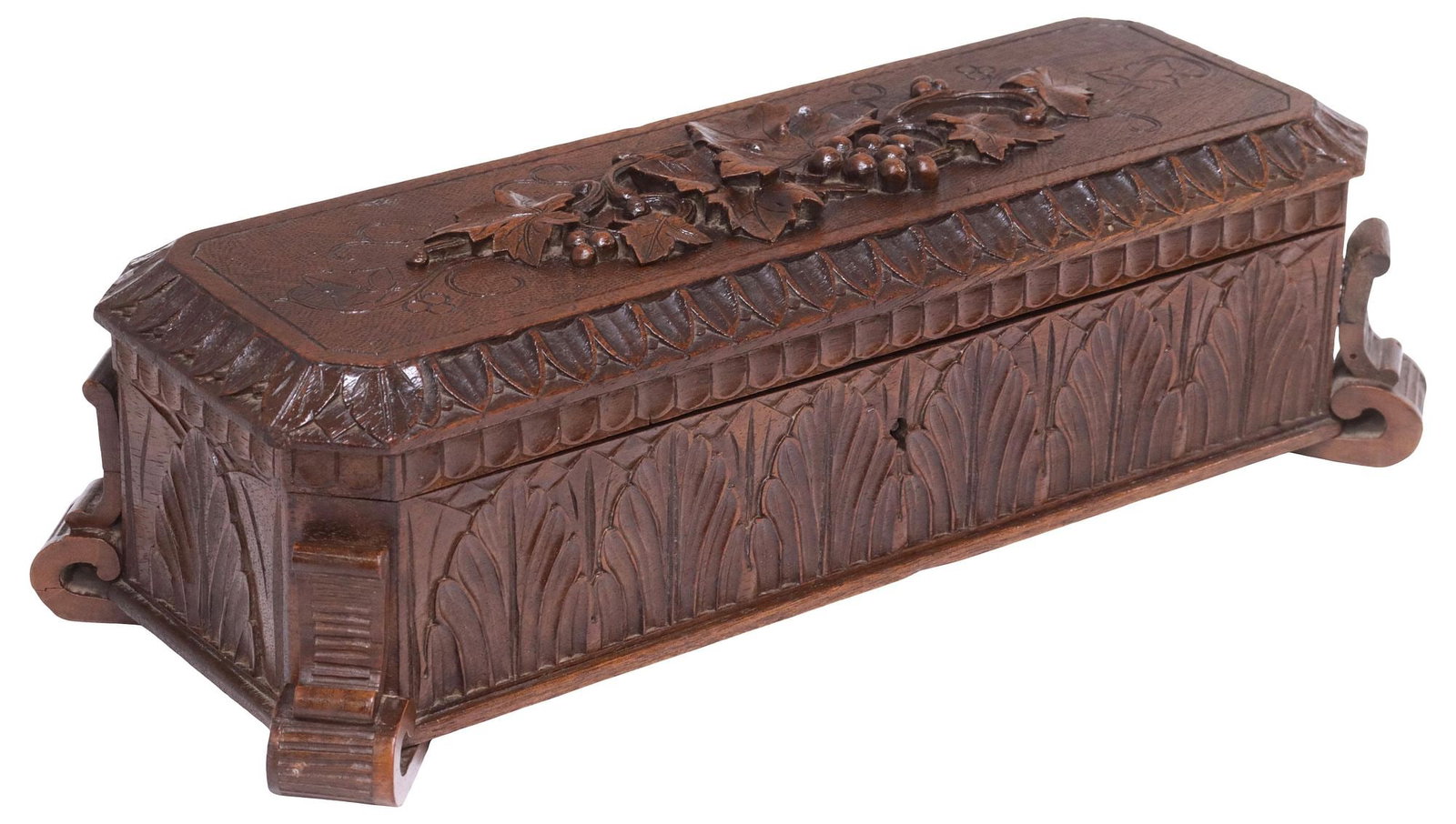 BLACK FOREST STYLE CARVED WALNUT TABLE BOX (1 of 6)