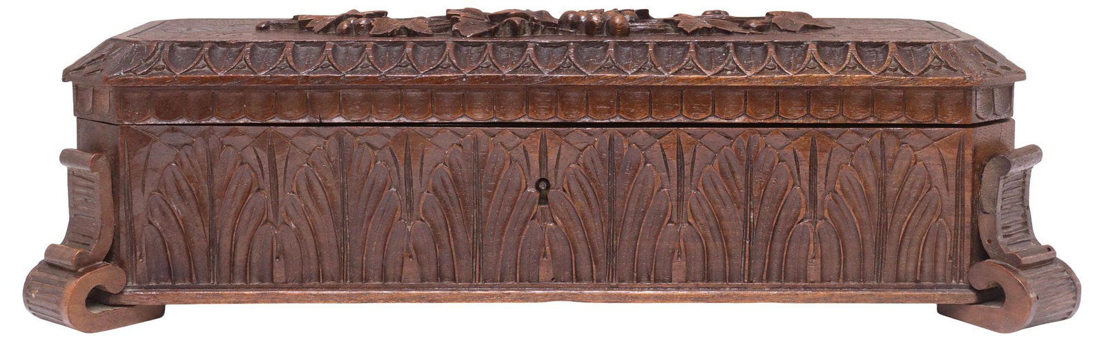 BLACK FOREST STYLE CARVED WALNUT TABLE BOX - 2
