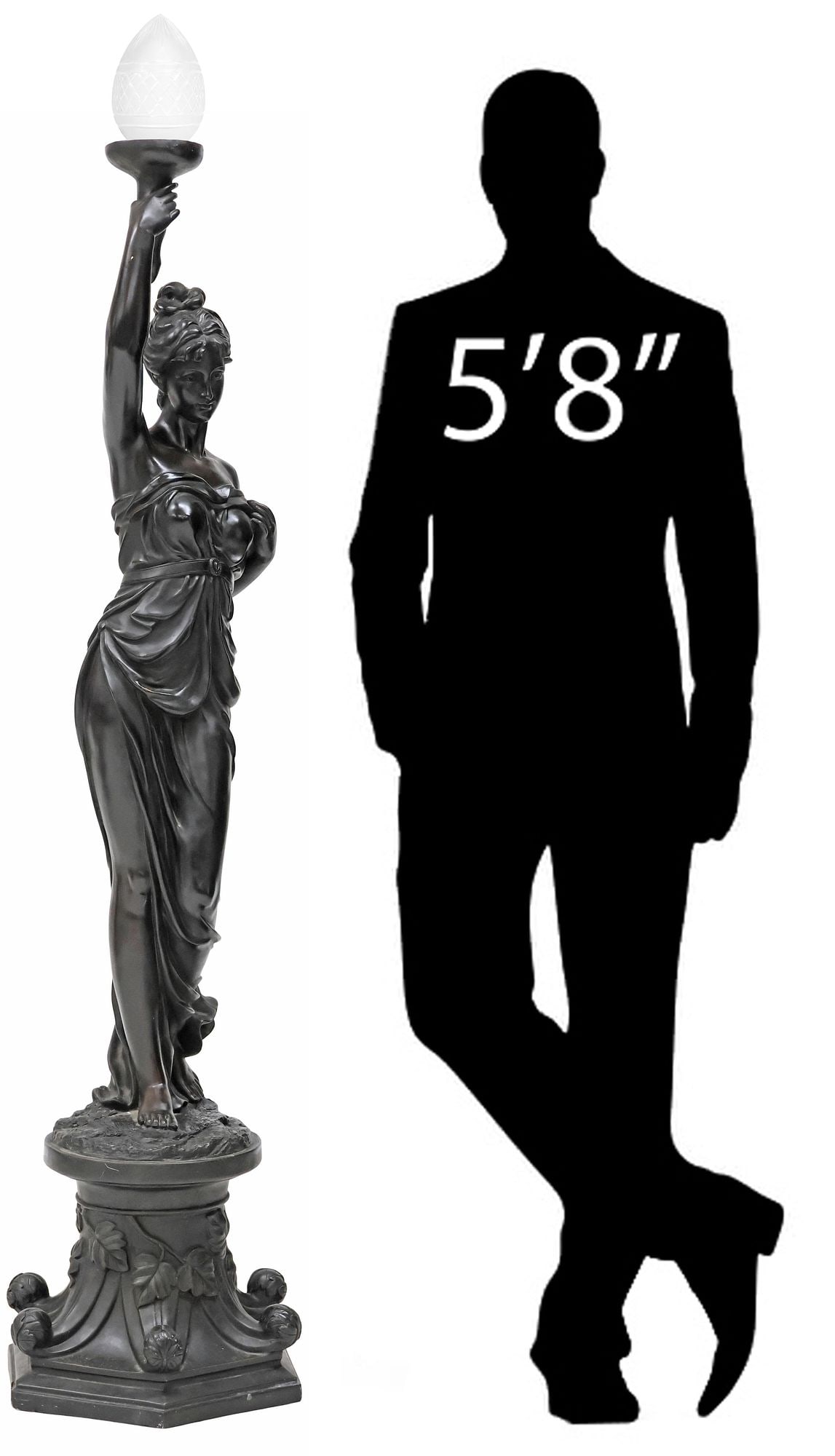 NEOCLASSICAL STYLE FIGURAL GODDESS 1-LIGHT TORCHIERE FLOOR LAMP, 71.5"H (1 of 6)